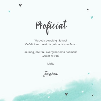 felicitatiekaart overgroot oma hip waterverf hartjes unisex 3