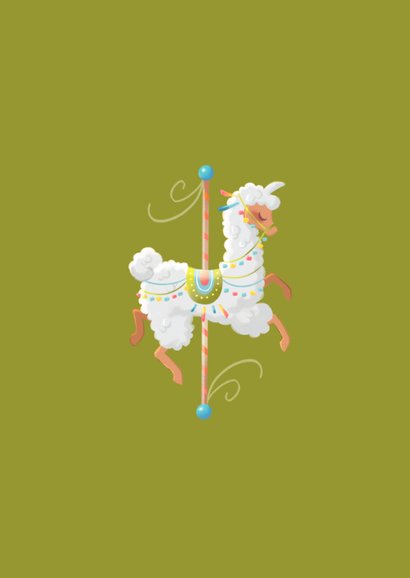 Felicitatiekaart pastel carrousel lama 2