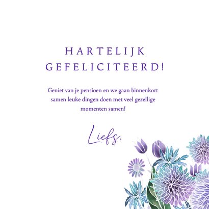 Felicitatiekaart Pensioen hart bloemen 3