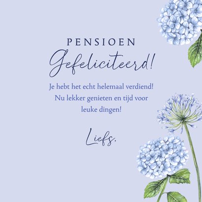 Felicitatiekaart pensioen hortensia hart 3