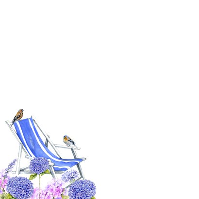 Felicitatiekaart pensioen ligstoel vogels 2