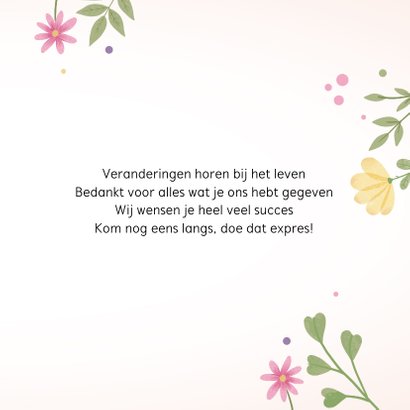 Felicitatiekaart pensioen met getekende bloemen 3