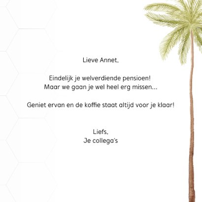 Felicitatiekaart pensioen met mooie palmbomen 3