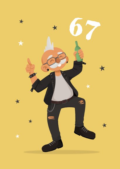 Felicitatiekaart pensioen rock star man 67 jaar humor 2