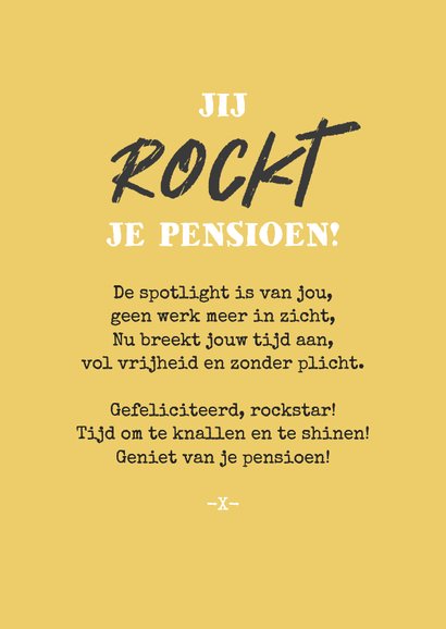 Felicitatiekaart pensioen rock star man 67 jaar humor 3