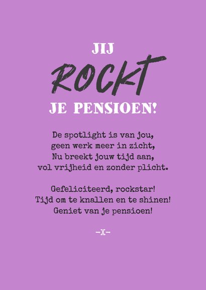 Felicitatiekaart pensioen rock star vrouw 67 jaar humor 3