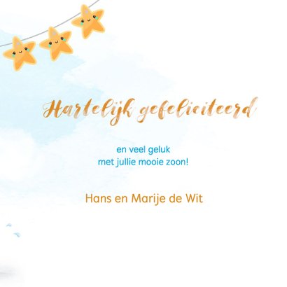 Felicitatiekaart pinguin voor geboorte jongen 3