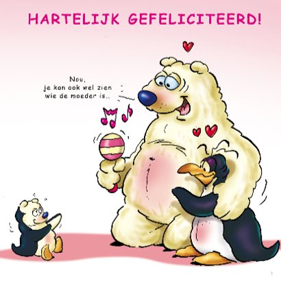 Felicitatiekaart pinguins geboorte dochter 2 ijsbeer 3
