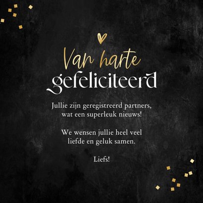 Felicitatiekaart proost op jullie confetti goud 3