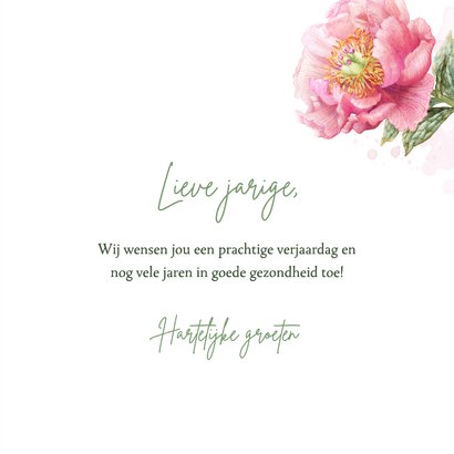 Felicitatiekaart roze pioenrozen 3