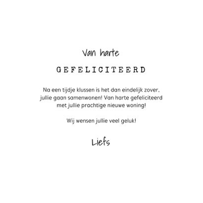 Felicitatiekaart samenwonen huis sleutel hartjes 3