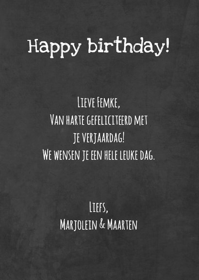 Felicitatiekaart schoolbord taart - DD 3