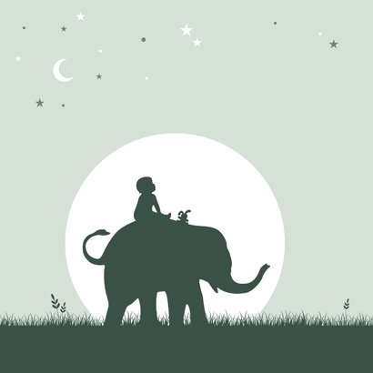 Felicitatiekaart silhouet olifant met jongetje 2