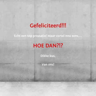 Felicitatiekaart stoer en industrieël met rode neon tekst 3
