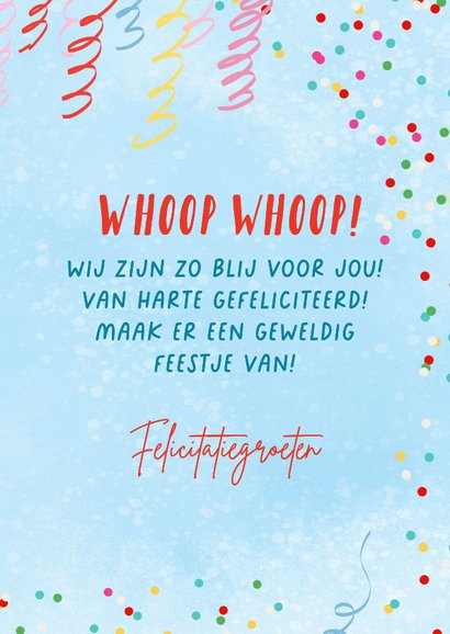 Felicitatiekaart toeter en confetti 3