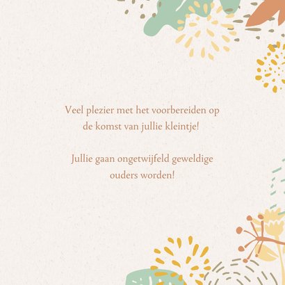 Felicitatiekaart tropische feestelijke flora baby op komst 3
