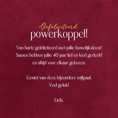 Felicitatiekaart trouwdag 40 jaar serpentine 3