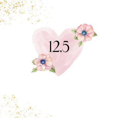 Felicitatiekaart trouwdag hart bloemen 2