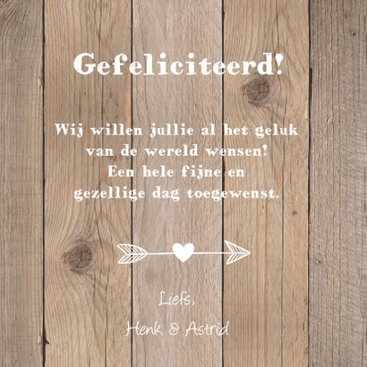 Felicitatiekaart trouwdag hartje krijtbord houtprint 3