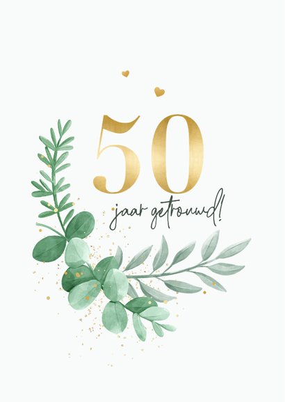 Felicitatiekaart trouwdag van harte gefeliciteerd eucalyptus 2