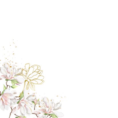 Felicitatiekaart trouwen met magnolia met goud 2