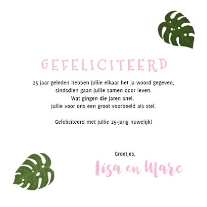 Felicitatiekaart trouwjubileum met plantjes 3