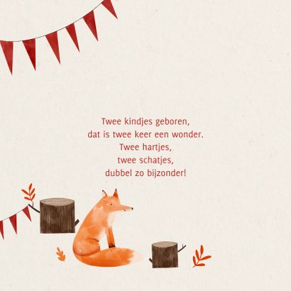 Felicitatiekaart tweeling vosjes in het bos illustratie 2