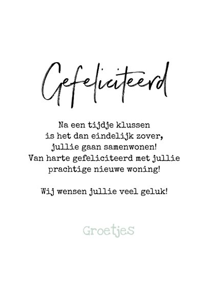 Felicitatiekaart verhuisd samenwonen sleutels hartjes 3