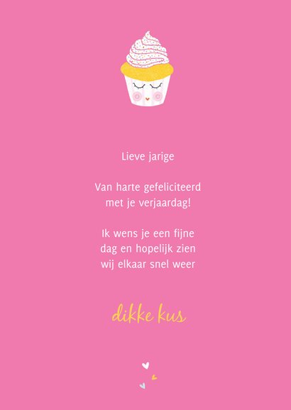 Felicitatiekaart verjaardag cupcake roze 3