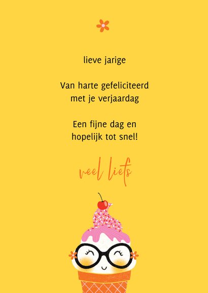 Felicitatiekaart verjaardag happy ijsje geel 3