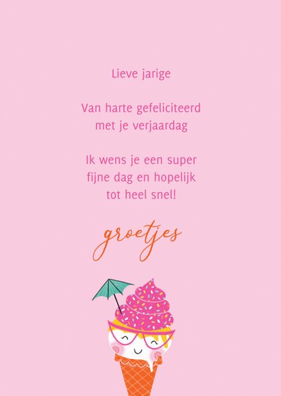 Felicitatiekaart verjaardag happy ijsje roze 3