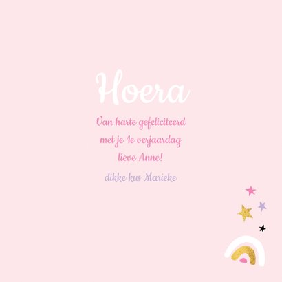 Felicitatiekaart verjaardag unicorn taart roze / goud - MW 3