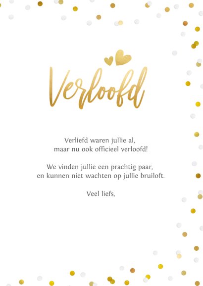 Felicitatiekaart verloving met eigen foto en confetti 3