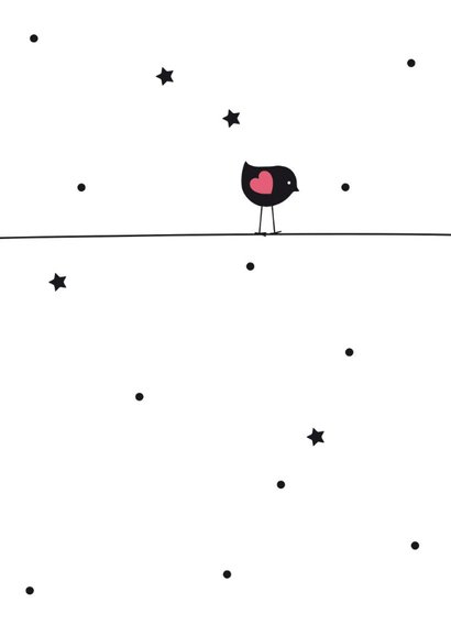 Felicitatiekaart vogeltje silhouet op roze ballon 2
