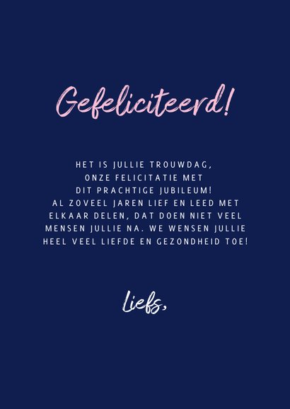 Felicitatiekaart voor een huwelijksjubileum met trouwring 3