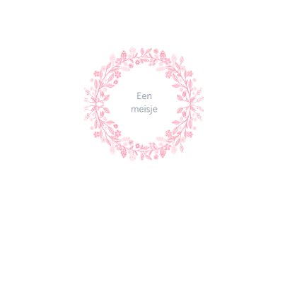 Felicitatiekaart voor geboorte met roze krans 2