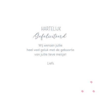Felicitatiekaart voor geboorte met roze krans 3