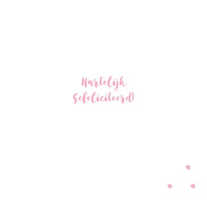 Felicitatiekaart voor geboorte met roze krans 3