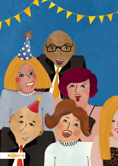 Felicitatiekaart voor huwelijk met lachende mensen 2