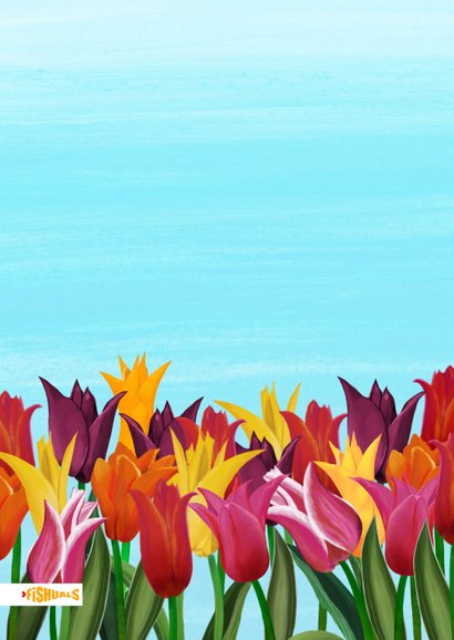 Felicitatiekaart voor huwelijksdag met tulpen en cijfer 2