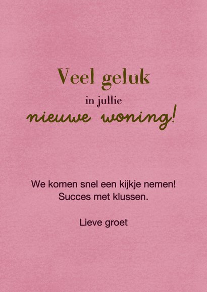 Felicitatiekaart voor nieuwe woning met verfroller en hamer 3