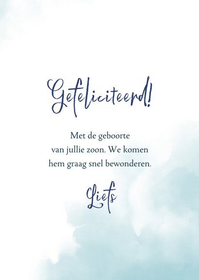 Felicitatiekaart waterverf ooievaar met baby jongen 3