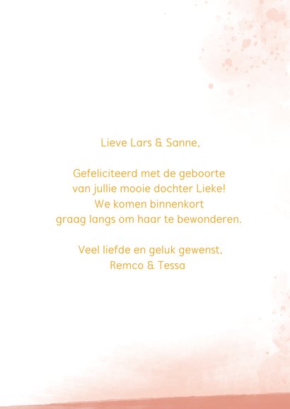 Felicitatiekaart You are loved geboorte meisje waterverf 3
