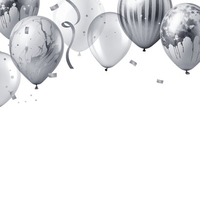 Felicitatiekaart zilveren huwelijk ballonnen confetti 25 2
