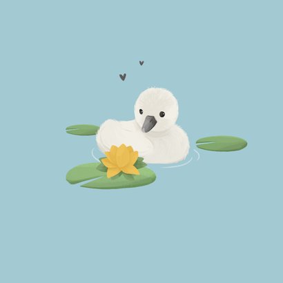 Felicitatiekaart zwaan kuiken baby geboren jongen lief 2