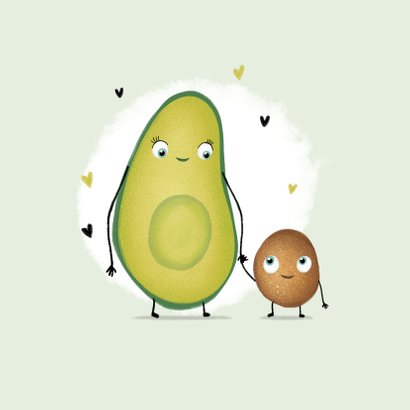 Felicitatiekaart zwanger avocado hartjes zwangerschap 2