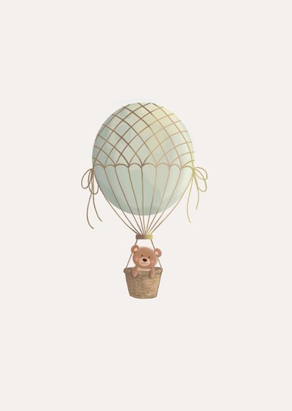 Felicitatiekaart zwanger beertje in luchtballon 2