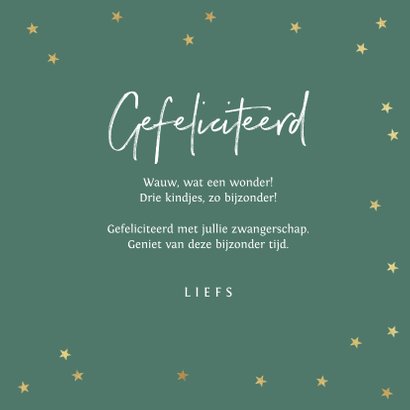 Felicitatiekaart zwanger drieling twinkle little stars goud 3