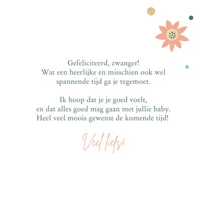 Felicitatiekaart zwanger met bloemen en stippen 3