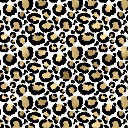 Felicitatiekaart zwanger panterprint goudlook hartjes Achterkant